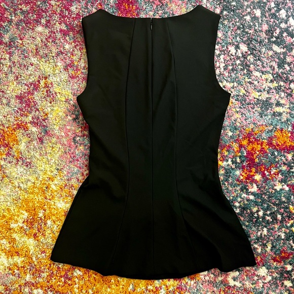 Boston Proper Black Pleated Solid Peplum Sleeveless Blouse SZ 4 - Picture 6 of 9